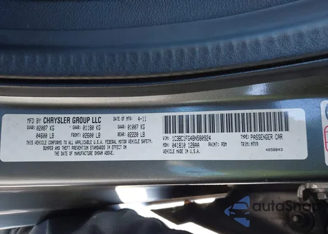 2011 Chrysler 200 Touring from USA, damaged, VIN 1C3BC1FG4BN580924